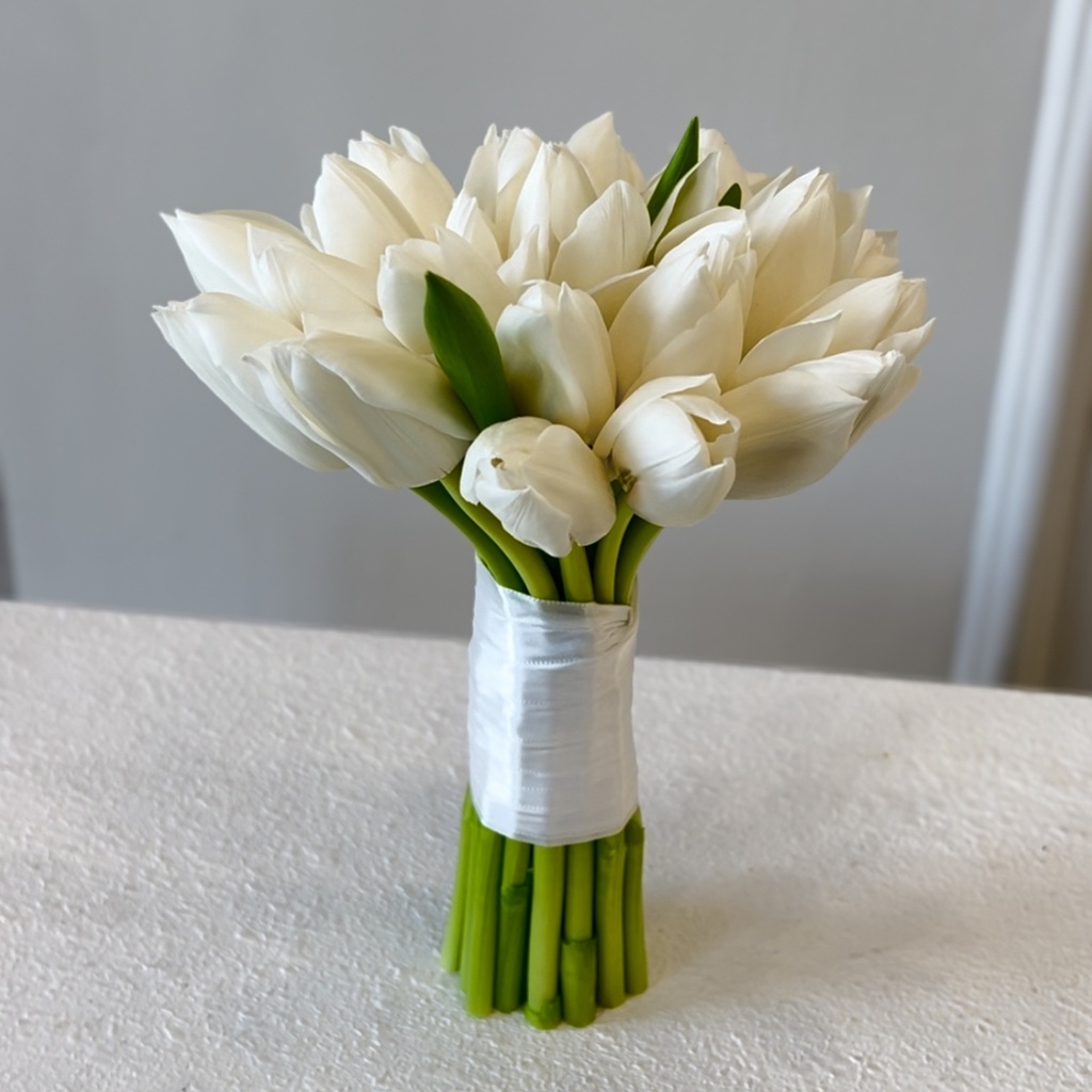 White Tulip Wedding Bouquet 