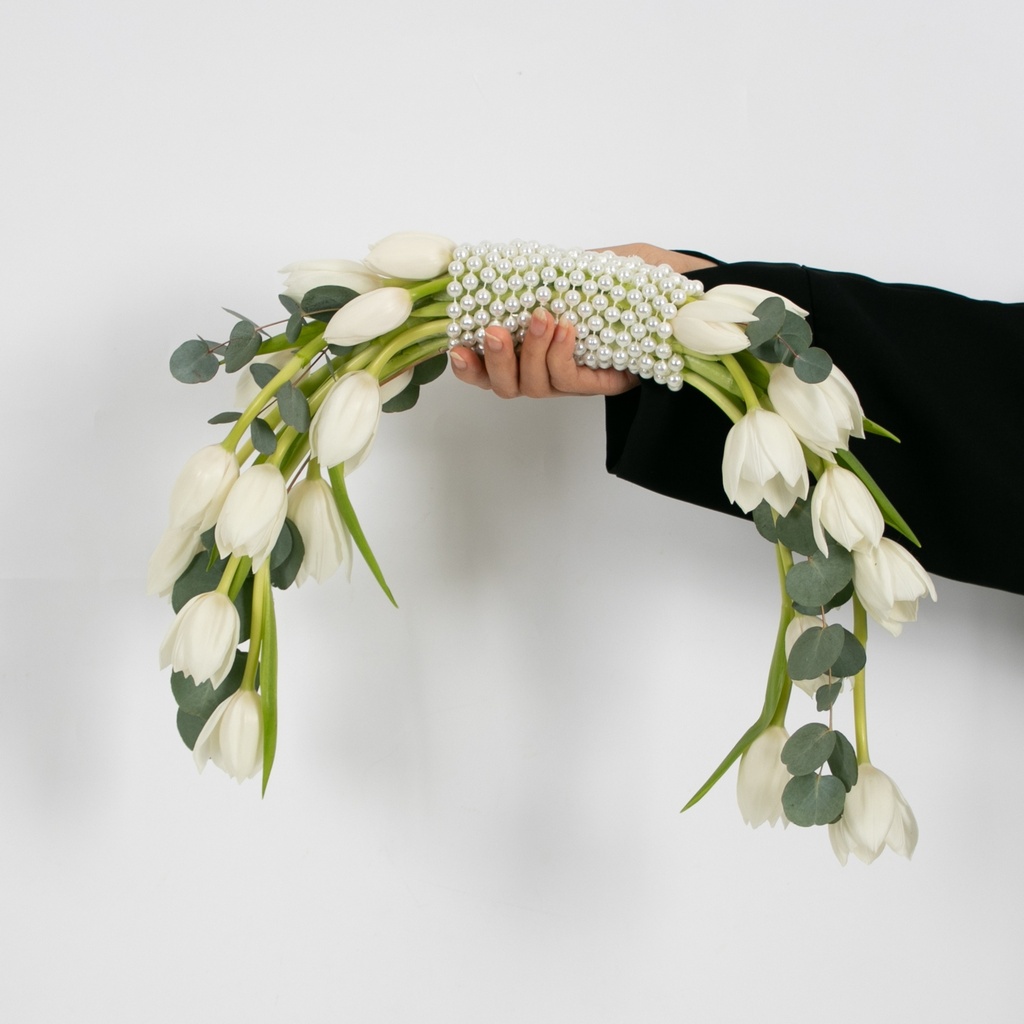 Pearl Tulip Wedding Bouquet