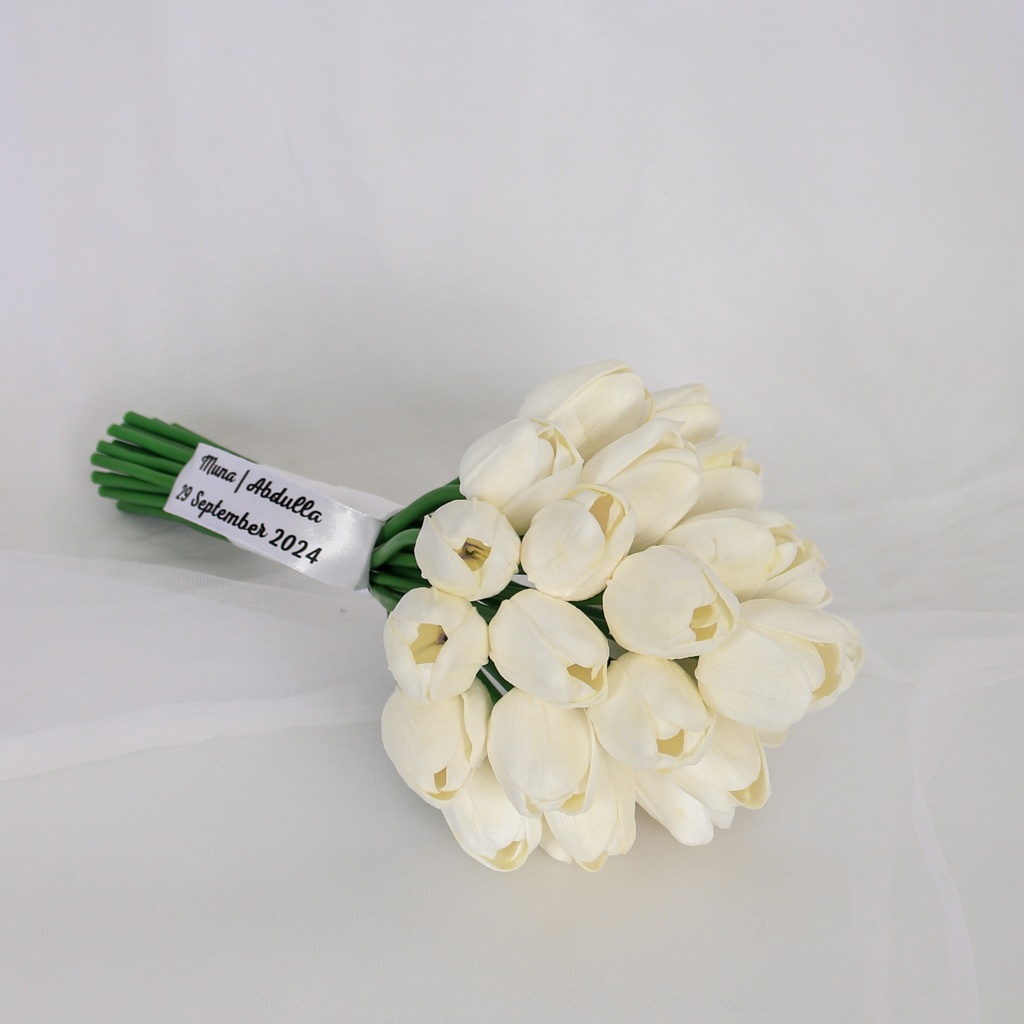 White Tulip Silk Bridal Bouquet 