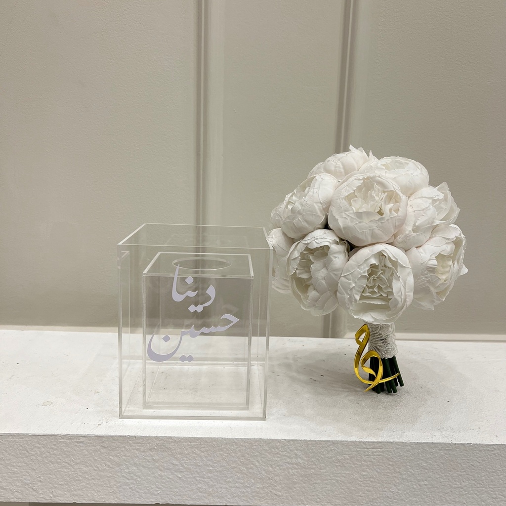  White Peony Lace Bridal Bouquet 