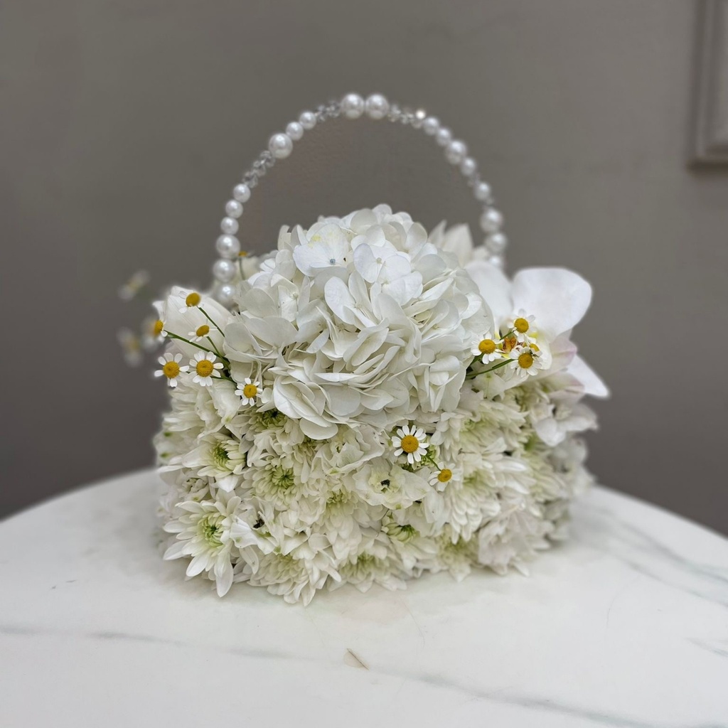 White Floral Handbag