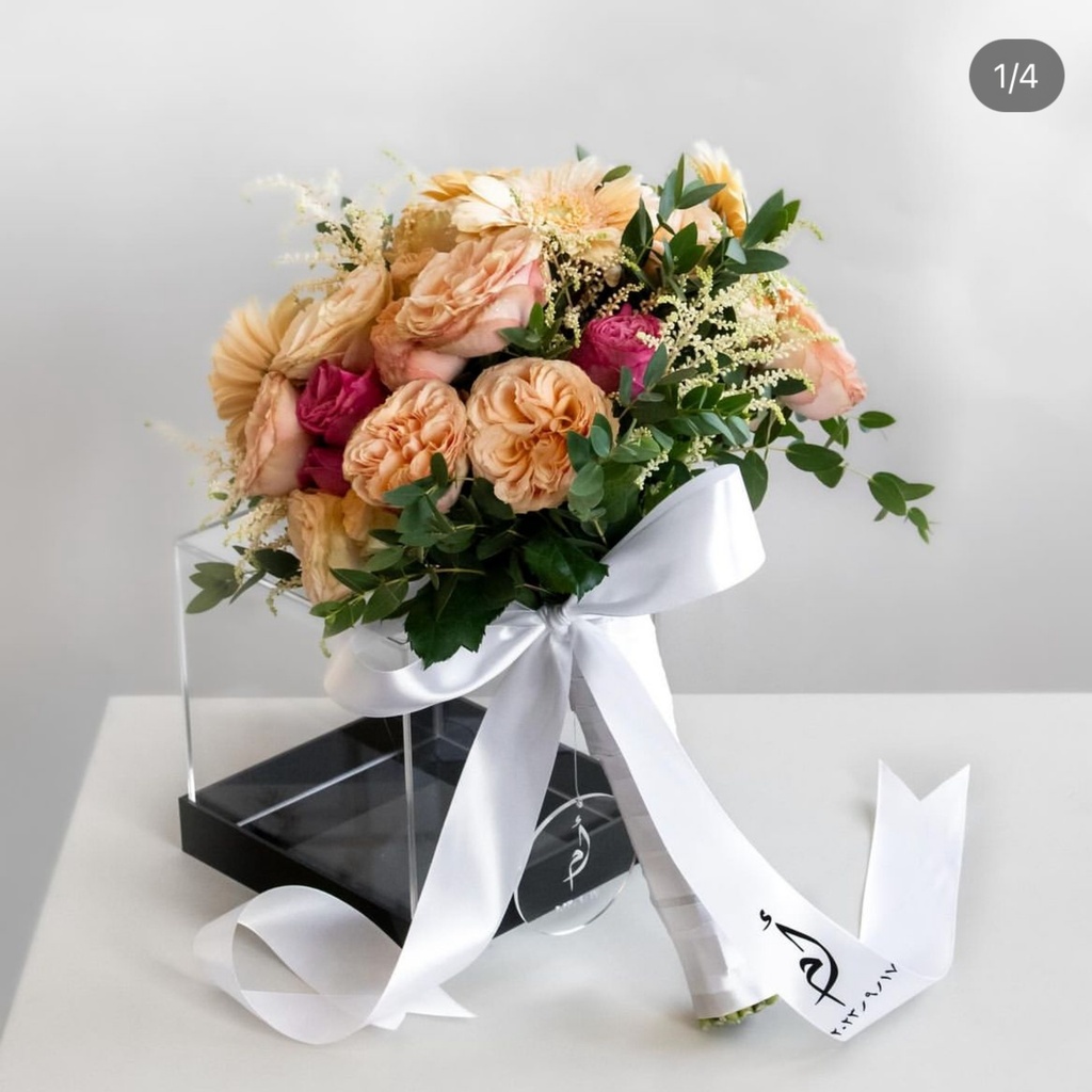 Peach & Pink Garden Bridal Bouquet