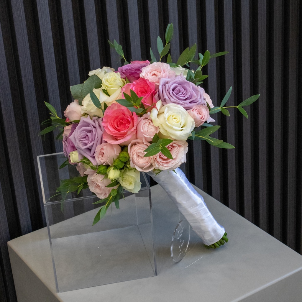 Purple & Pink Rose Bridal Bouquet 