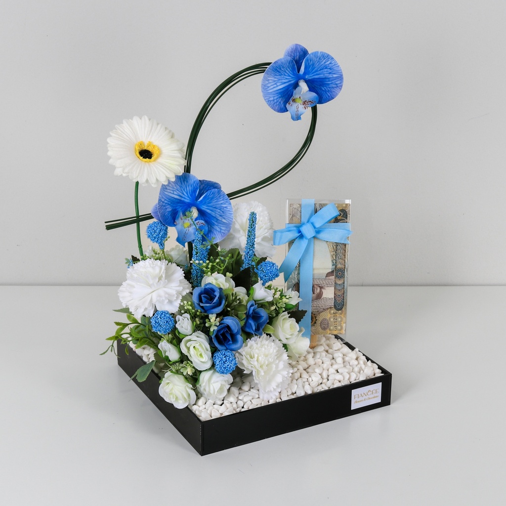  Blue Orchid Money Arrangement 