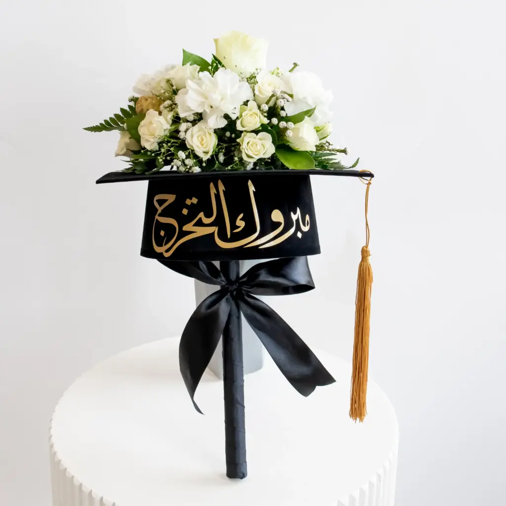 Graduation Cap Bouquet - White