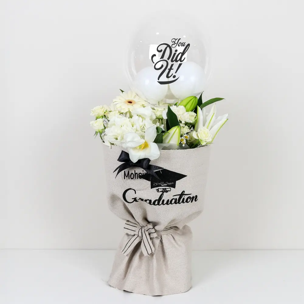  White Graduation Success Bouquet