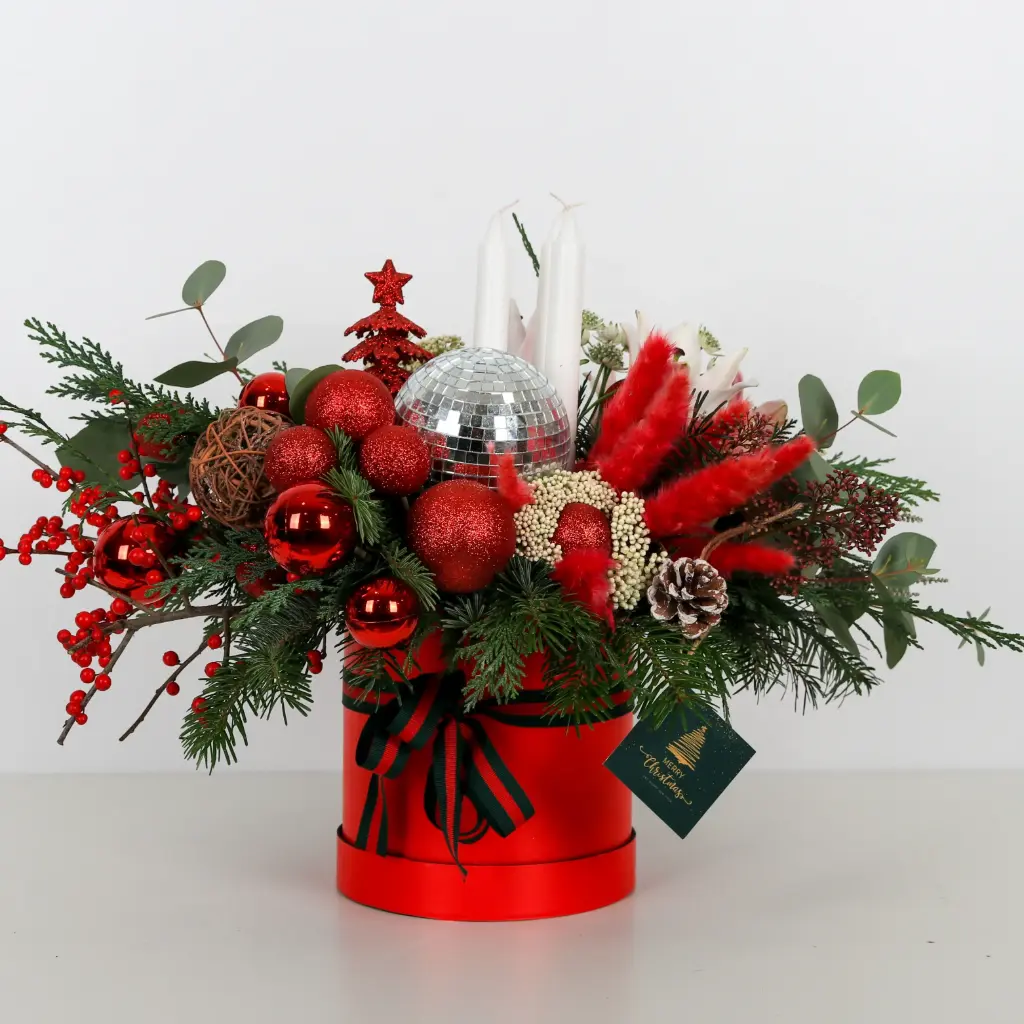 Lighted Festive Floral Box