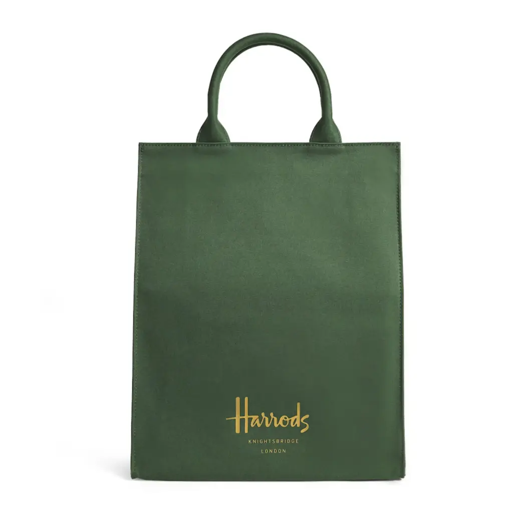 Harrods Medium Cotton Logo Tote Bag – Dark Green