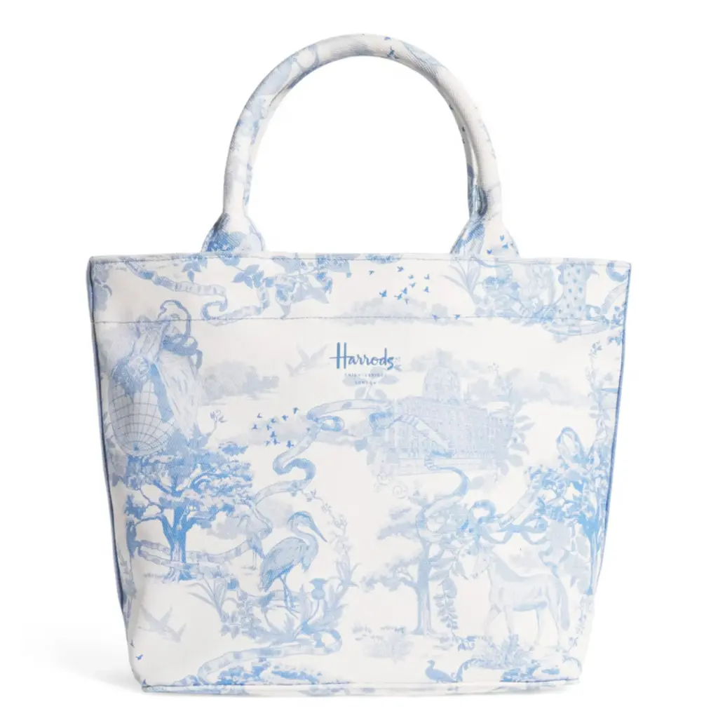 Harrods Small Toile Print Tote Bag – Blue