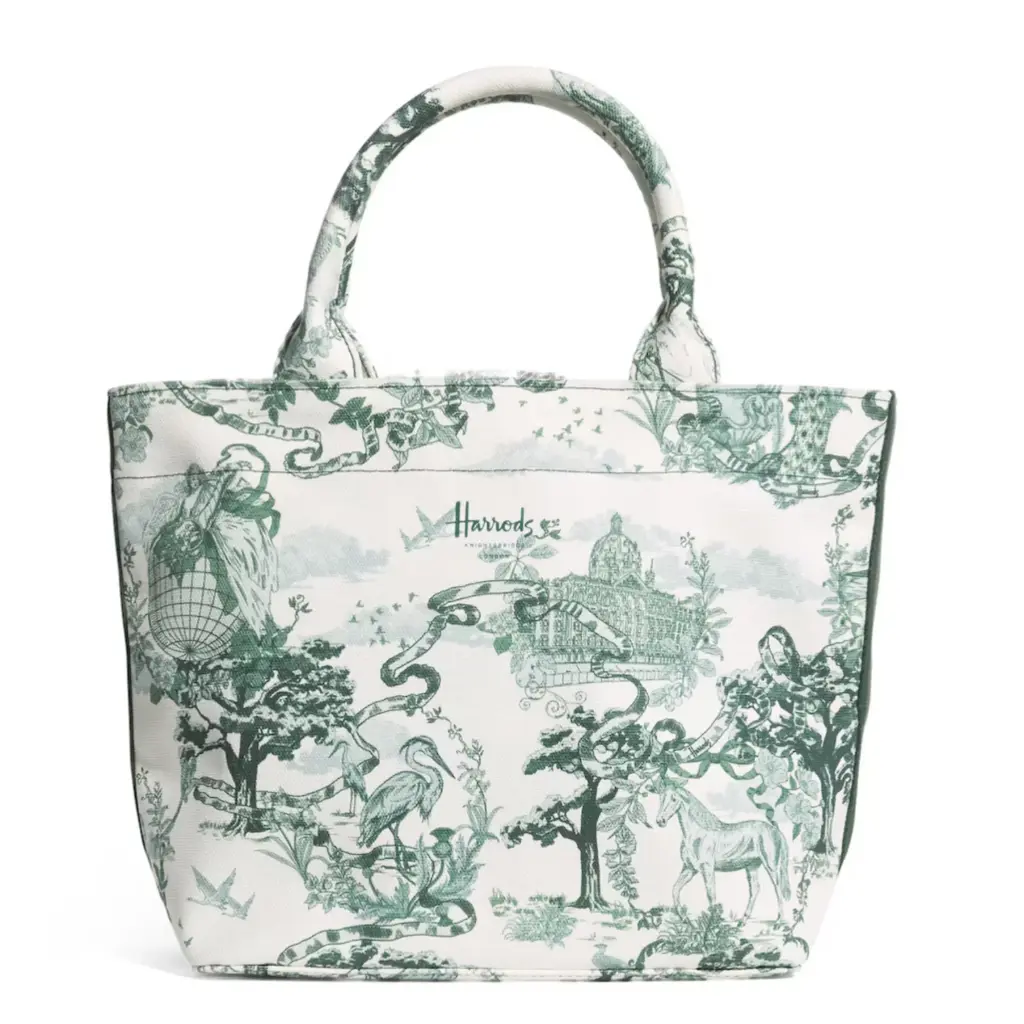  Harrods Small Toile Tote Bag – Green