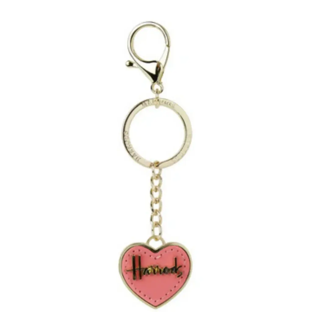 Harrods Pink Leather Heart Keyring
