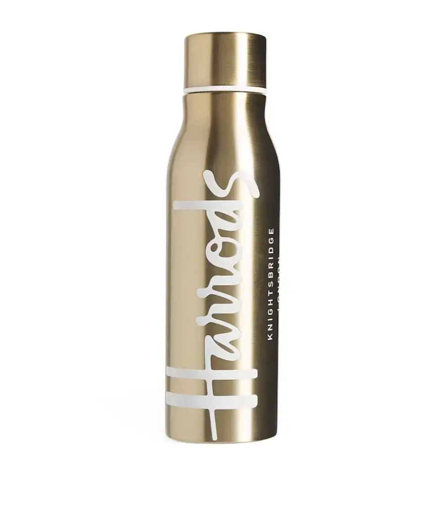 Harrods Gold Metal Logo Water Bottle