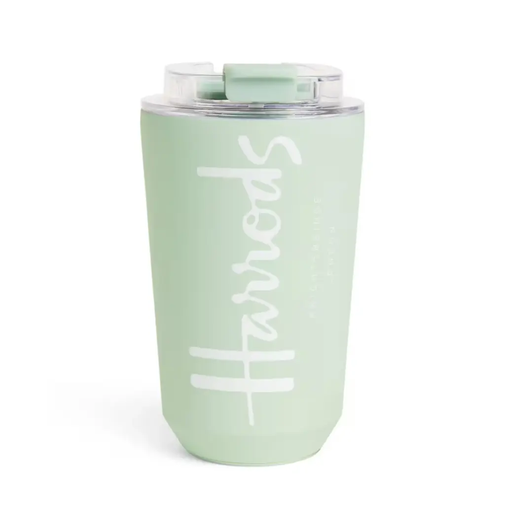 Harrods Pale Green Logo Travel Cup