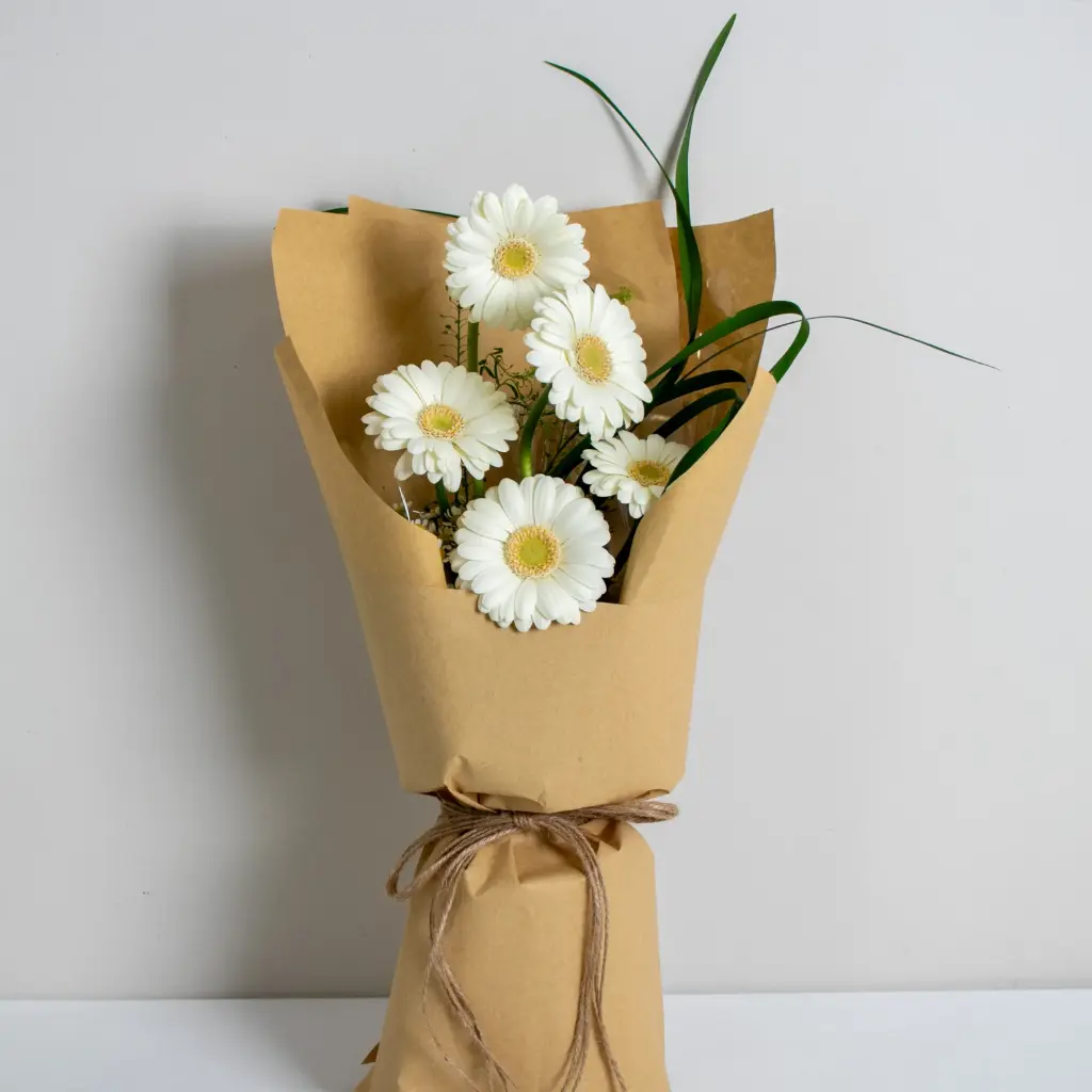  Soft White Gerbera Bouquet