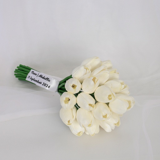 White Tulip Silk Bridal Bouquet 