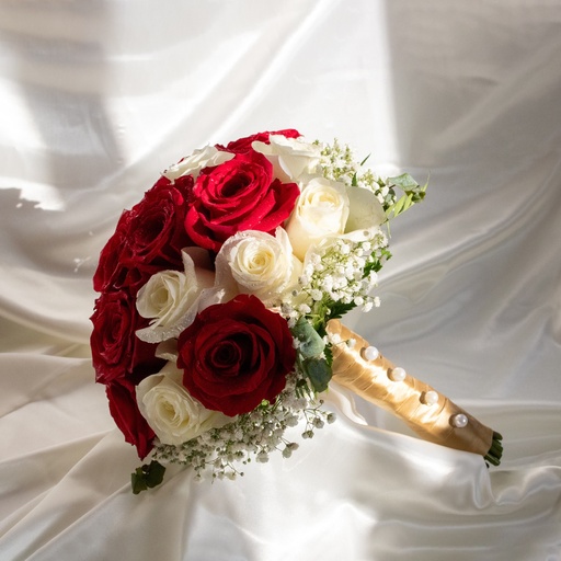 Red & White Rose Wedding Bouquet