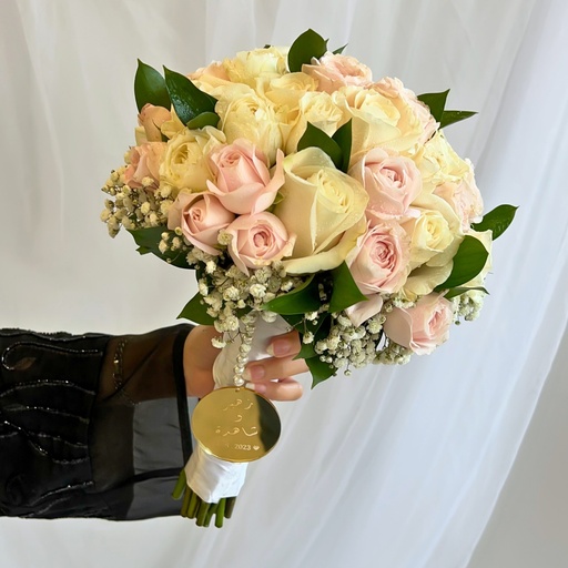 Cream & Pink Rose Wedding Bouquet 
