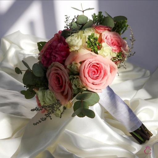 Pink & White Rose Bridal Bouquet 