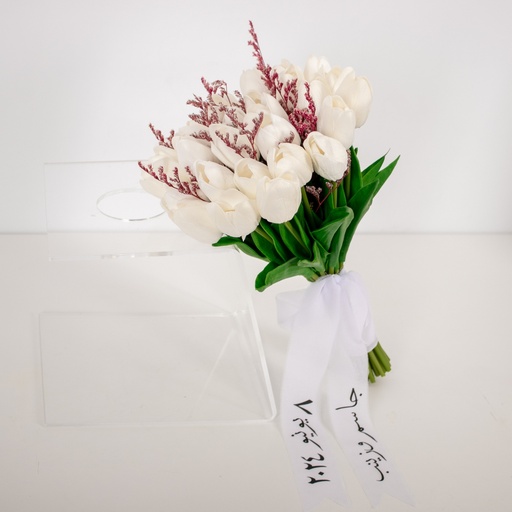 Crimson & White Tulip Bridal Bouquet