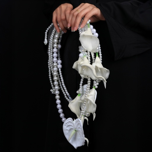 White Calla Lily & Anthurium Pearl Bouquet