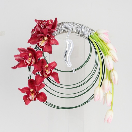 Blush Cymbidium & Tulip Bridal Bouquet