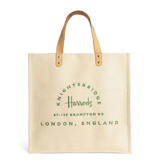 Harrods Jute and Cotton Food Halls Shopper Bag – Neutral