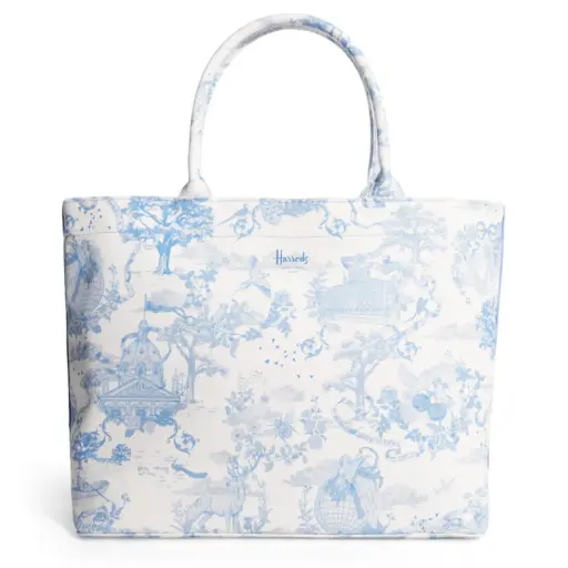 Harrods Medium Toile Print Tote Bag – Blue 