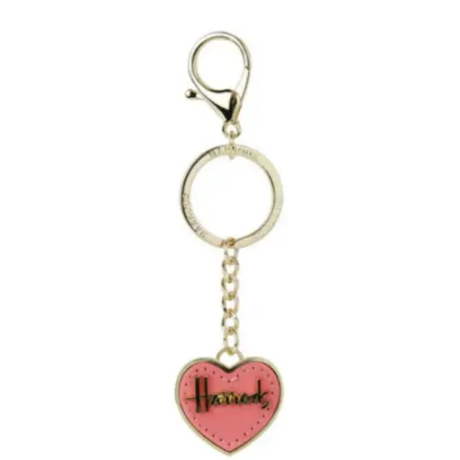 Harrods Pink Leather Heart Keyring