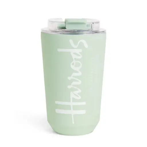 Harrods Pale Green Logo Travel Cup